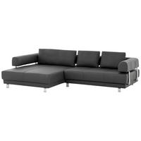ECKSOFA Schieferfarben Echtleder  - Chromfarben/Schieferfarben, Design, Leder/Metall (188/307cm) - Stylife