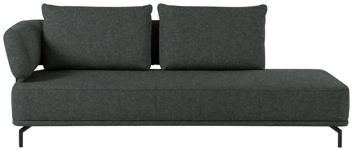 RÉCAMIERE Dunkelgrau Flachgewebe  - Dunkelgrau/Schwarz, Design, Textil/Metall (227/89/101cm) - Dieter Knoll