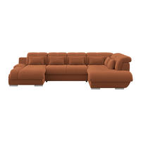 WOHNLANDSCHAFT MULTI Terracotta Chenille  - Chromfarben/Terracotta, MODERN, Textil/Metall (184/345/228cm) - Livetastic