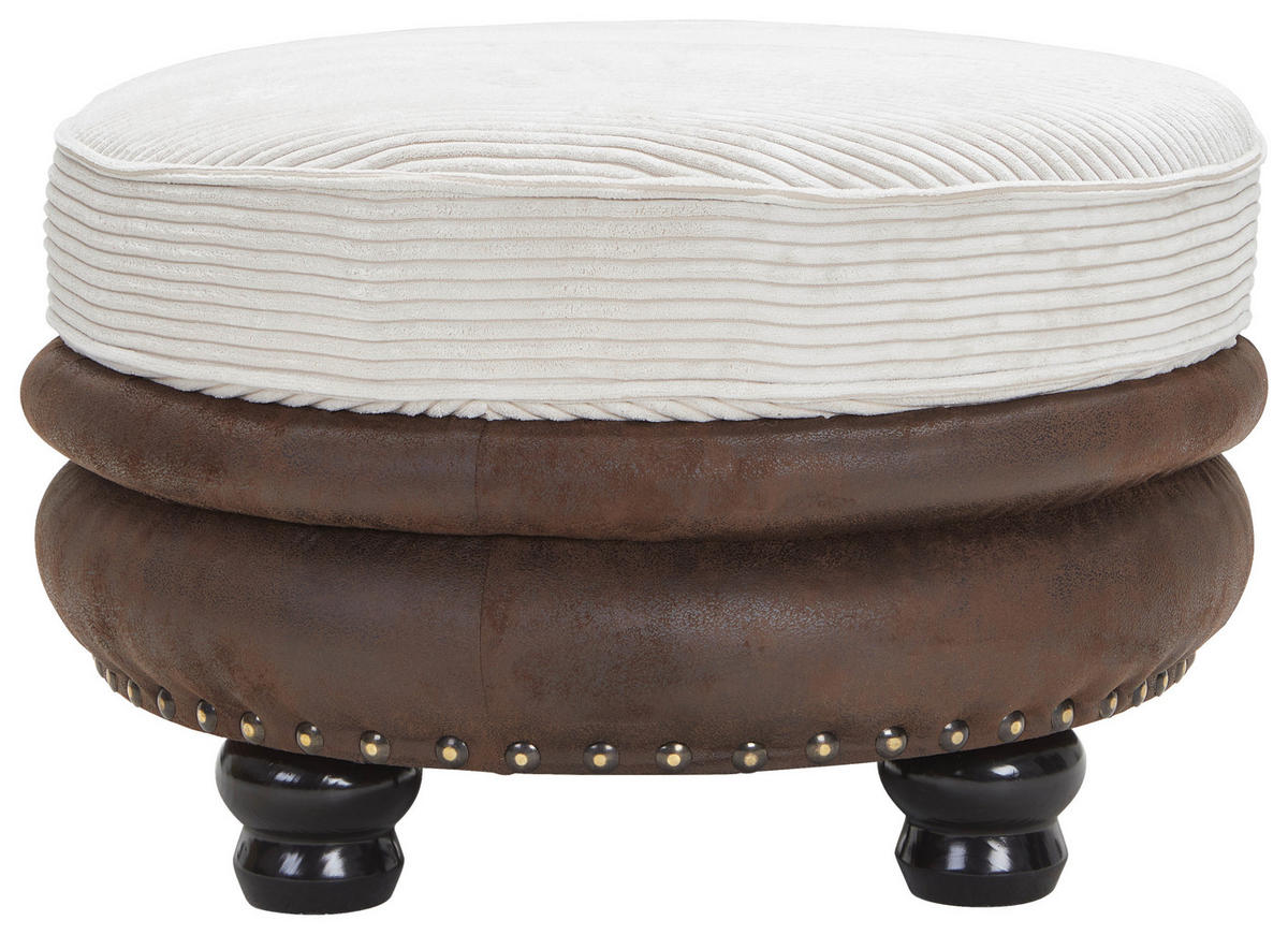 HOCKER Mikrofaser Braun, Beige  - Beige/Braun, LIFESTYLE, Holz/Textil (74/50/74cm) - Landscape