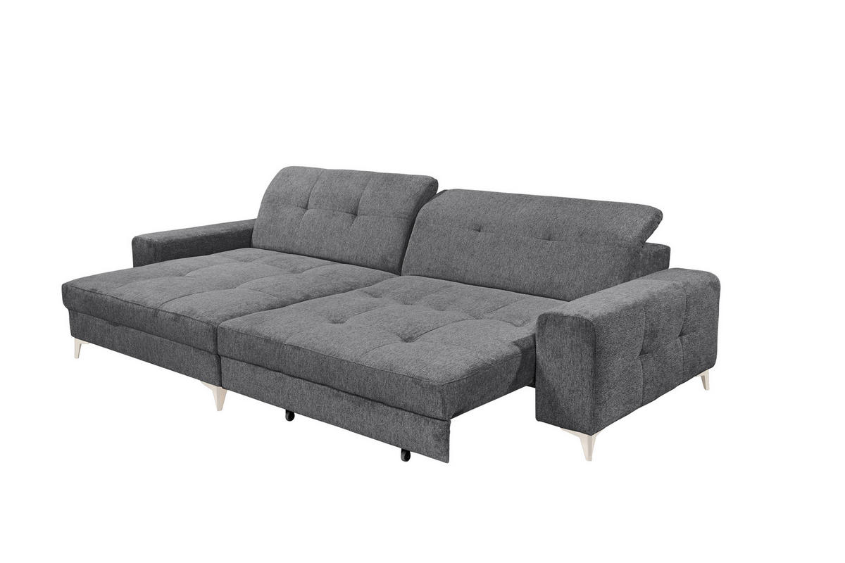 ECKSOFA SORELLA Anthrazit Mikrovelours Kopfteilverstellung, Sitztiefenverstellung  - Kaschmir/Anthrazit, Design, Kunststoff/Textil (182/328cm) - MID.YOU