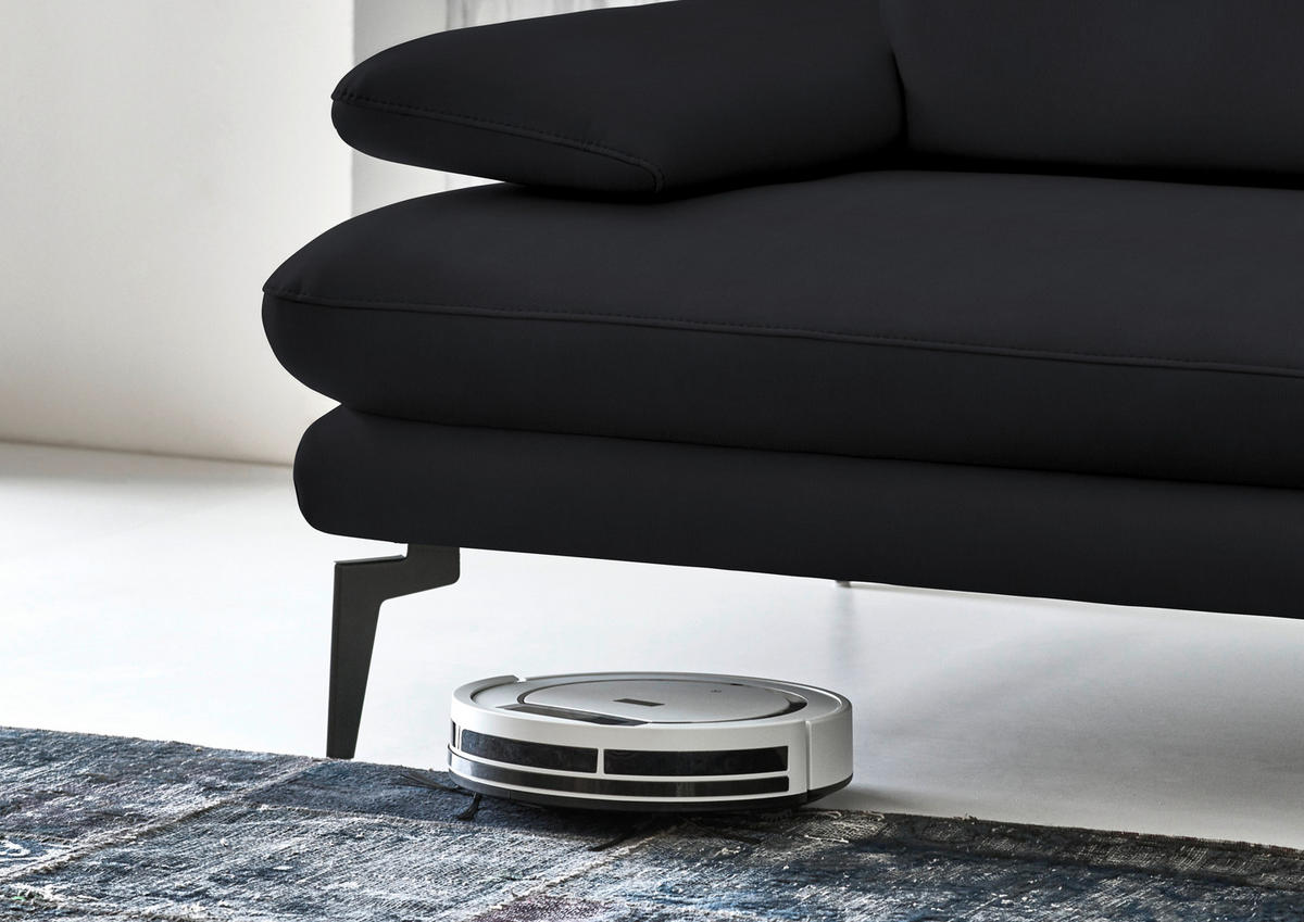 3-SITZER-SOFA in Echtleder Anthrazit  - Anthrazit/Schwarz, Design, Leder/Metall (222/86/104cm) - Dieter Knoll