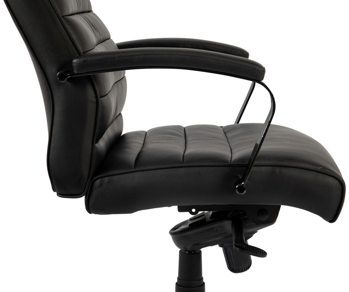 CHEFSESSEL Lederlook Schwarz, Chromfarben  - Chromfarben/Schwarz, MODERN, Kunststoff/Textil (64/115/121/69cm) - MID.YOU