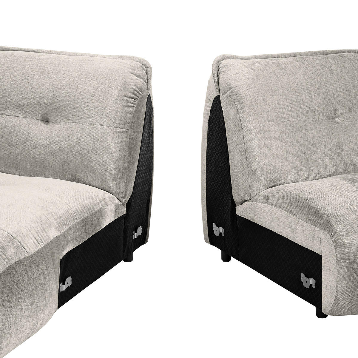 ECKSOFA in Chenille Silberfarben  - Silberfarben/Schwarz, Modern, Kunststoff/Textil (184/269cm) - Trendmanufaktur