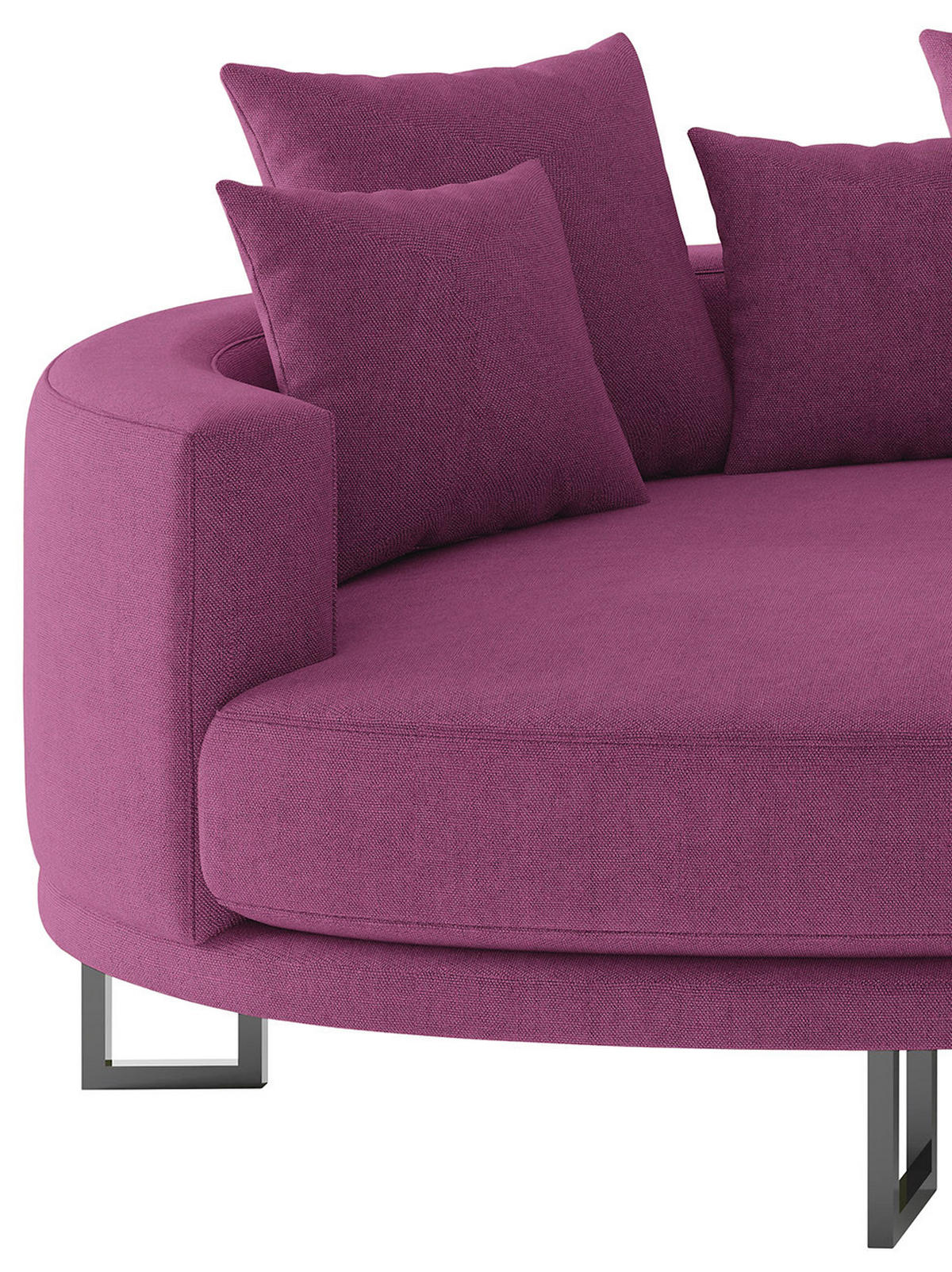 BIGSOFA in Webstoff Magenta  - Magenta/Schwarz, Design, Textil/Metall (150/283cm) - Livetastic