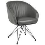 ARMLEHNSTUHL  in Eisen Echtleder pigmentiert  - Anthrazit/Schwarz, Design, Leder/Metall (59,5/83,5/63,5cm) - Emilio Belluti