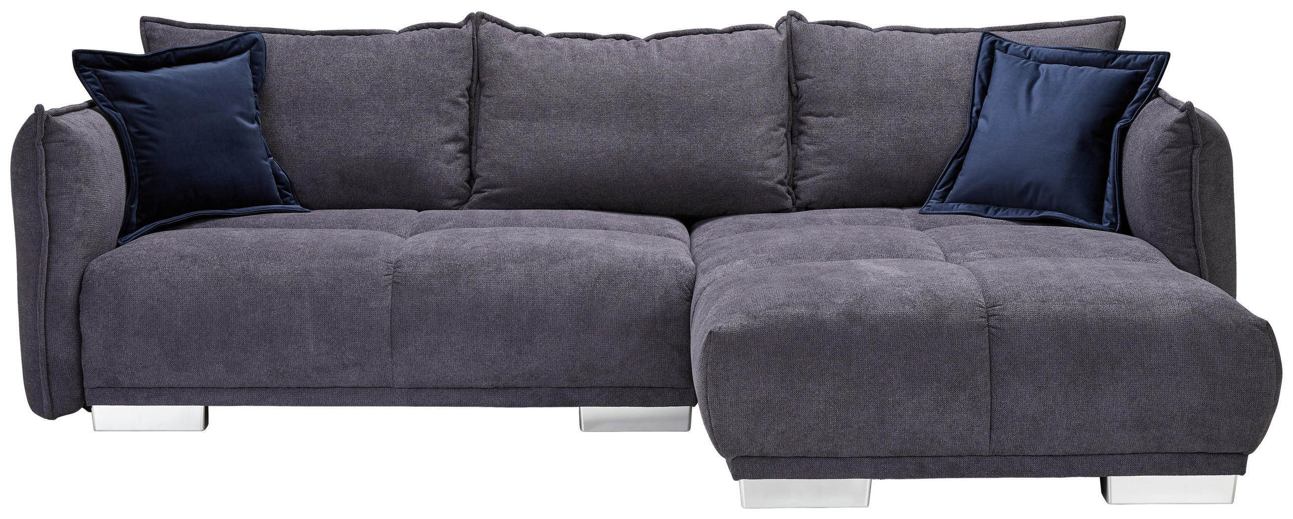 ECKSOFA Dunkelblau Webstoff  - Chromfarben/Dunkelblau, Design, Kunststoff/Textil (310/203cm) - Carryhome
