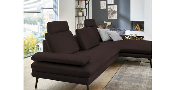 ECKSOFA in Echtleder Braun 310/180 cm - Schwarz/Braun, Design, Leder/Metall (310/180cm) - Dieter Knoll