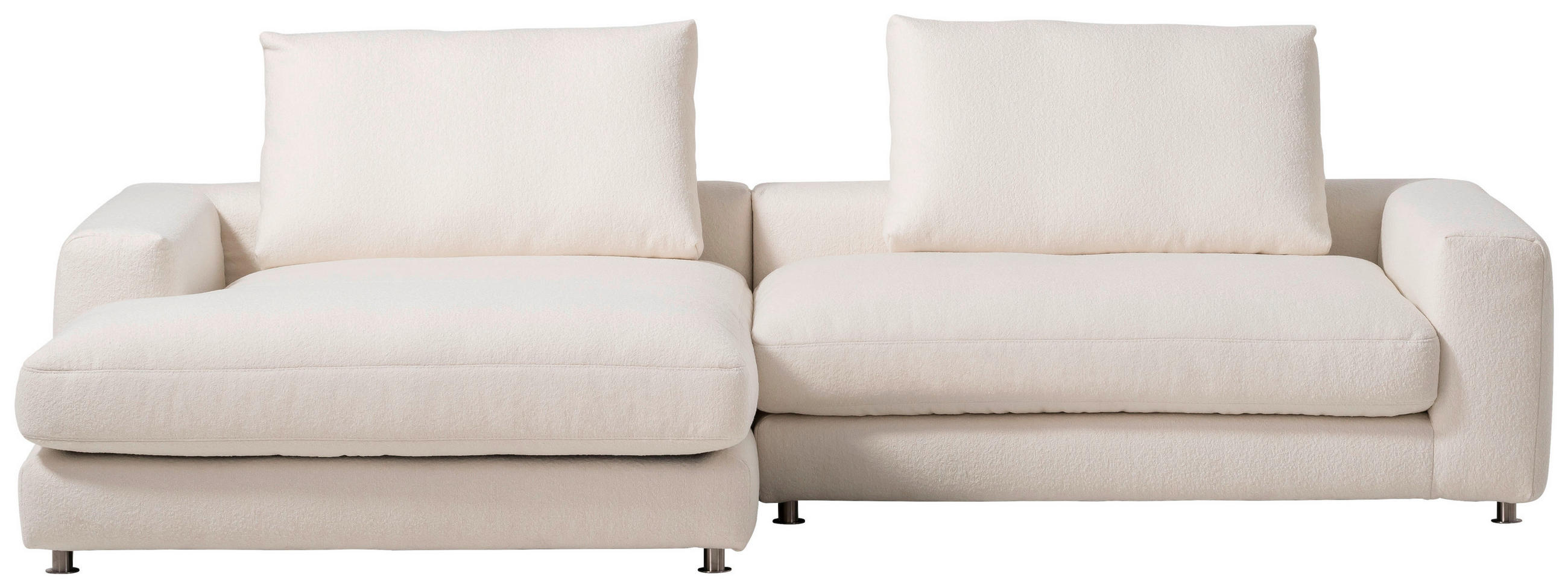 ECKSOFA in Bouclé Weiss  - Weiss/Silberfarben, Design, Textil/Metall (185/300cm) - Designwerk