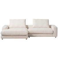 ECKSOFA in Bouclé Weiss  - Weiss/Silberfarben, Design, Textil/Metall (185/300cm) - Designwerk
