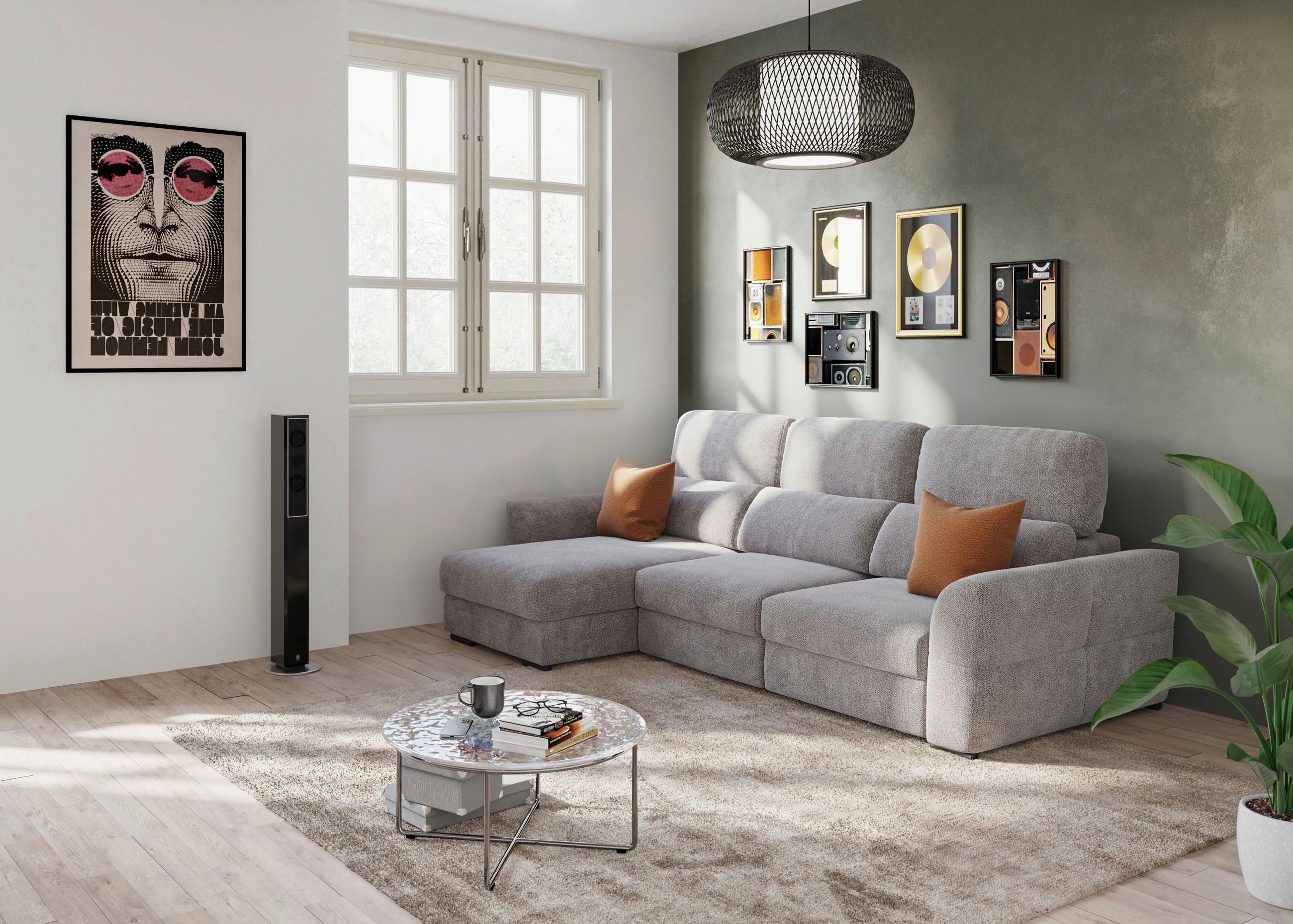 ECKSOFA in Mikrofaser Taupe  216/262 cm  - Taupe, KONVENTIONELL, Textil (216/262cm) - MID.YOU