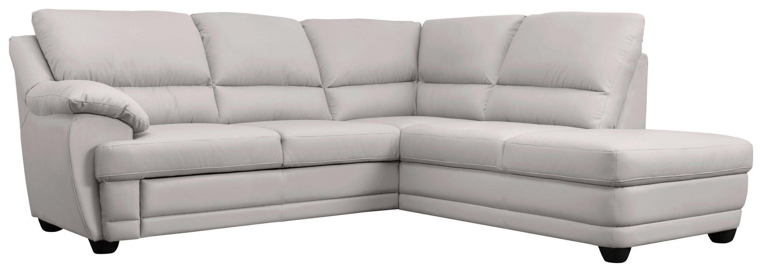 ECKSOFA Hellgrau Lederlook Rücken echt  - Hellgrau, Design, Kunststoff/Textil (245/225cm) - Livetastic