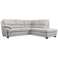 ECKSOFA Hellgrau Lederlook Rücken echt  - Hellgrau, Design, Kunststoff/Textil (245/225cm) - Livetastic