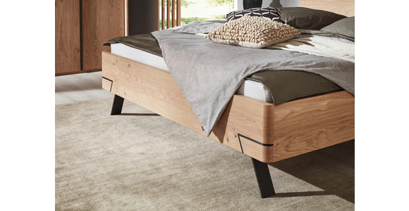 BETT 180/200 cm,  in Anthrazit, Eichefarben,  - Eichefarben/Anthrazit, KONVENTIONELL, Holz/Metall (180/200cm) - Dieter Knoll