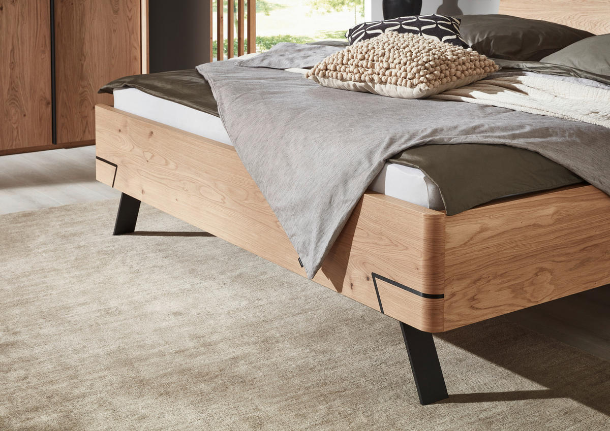 BETT 180/200 cm,  in Anthrazit, Eichefarben,  - Eichefarben/Anthrazit, KONVENTIONELL, Holz/Metall (180/200cm) - Dieter Knoll