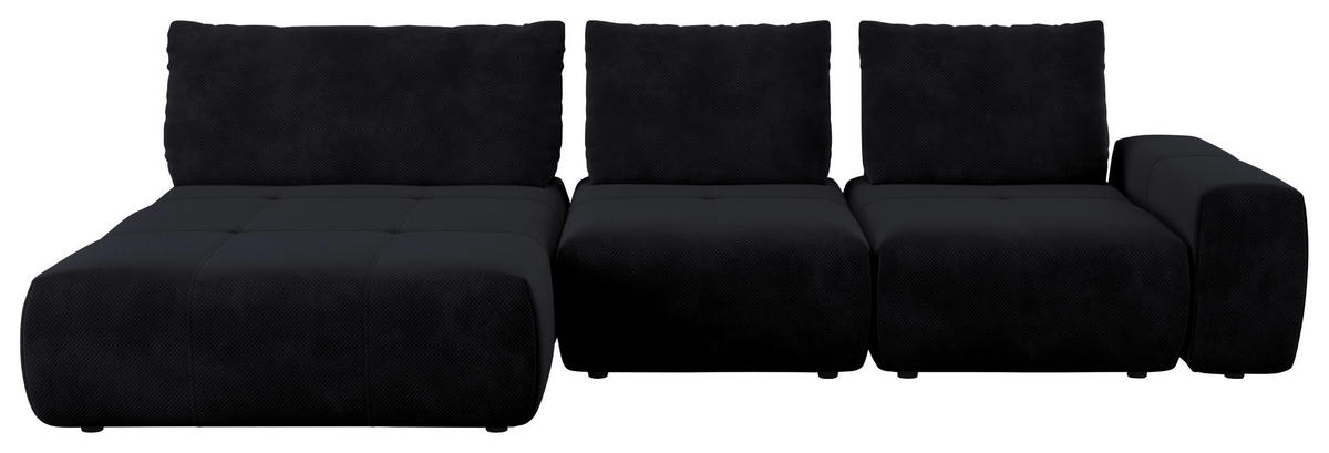 ECKSOFA in Velours Anthrazit  - Anthrazit/Schwarz, Design, Kunststoff/Textil (174/347cm) - Xora