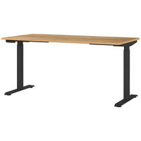 SCHREIBTISCH höhenverstellbar  - Eichefarben/Schwarz, MODERN, Holzwerkstoff/Metall (160/80/72-118cm) - Novel