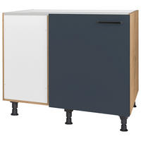 ECKUNTERSCHRANK 125/87/65 cm  - Blau/Eichefarben, MODERN, Holzwerkstoff/Metall (125/87/65cm) - Nobilia