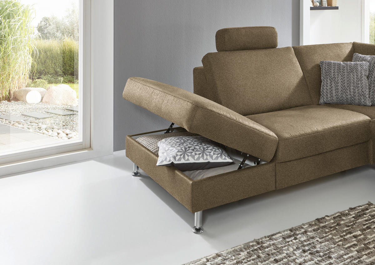 ECKSOFA in Mikrofaser Grün  - Alufarben/Grün, Design, Textil/Metall (242/275cm) - Dieter Knoll