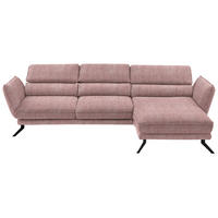 ECKSOFA Valdera in Velours Altrosa  283/153 cm  - Schwarz/Altrosa, Design, Textil/Metall (283/153cm) - Valdera