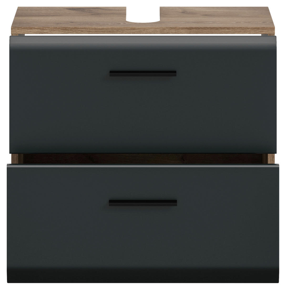 WASCHBECKENUNTERSCHRANK 60/55/30 cm  - Eiche dunkel/Schwarz, Basics, Holzwerkstoff/Kunststoff (60/55/30cm) - MID.YOU