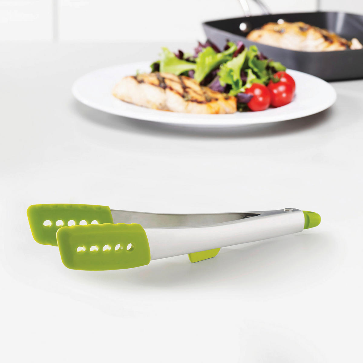 KONYHAI FOGÓCSIPESZ - ezüstszínű/zöld, Basics, műanyag/fém (30/3/6cm) - Joseph Joseph
