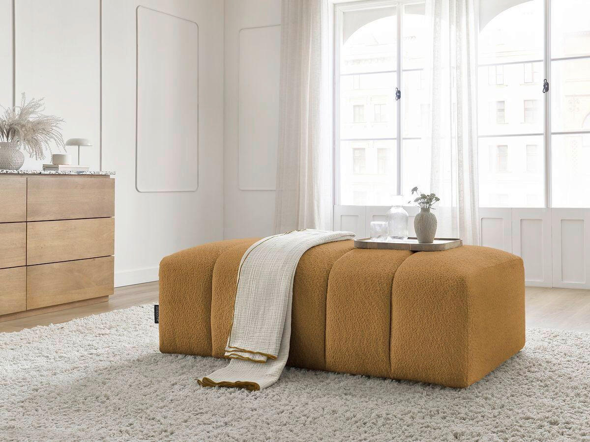 HOCKER ANNECY Bouclé Gelb  - Gelb/Schwarz, MODERN, Kunststoff/Textil (140/45/70cm)