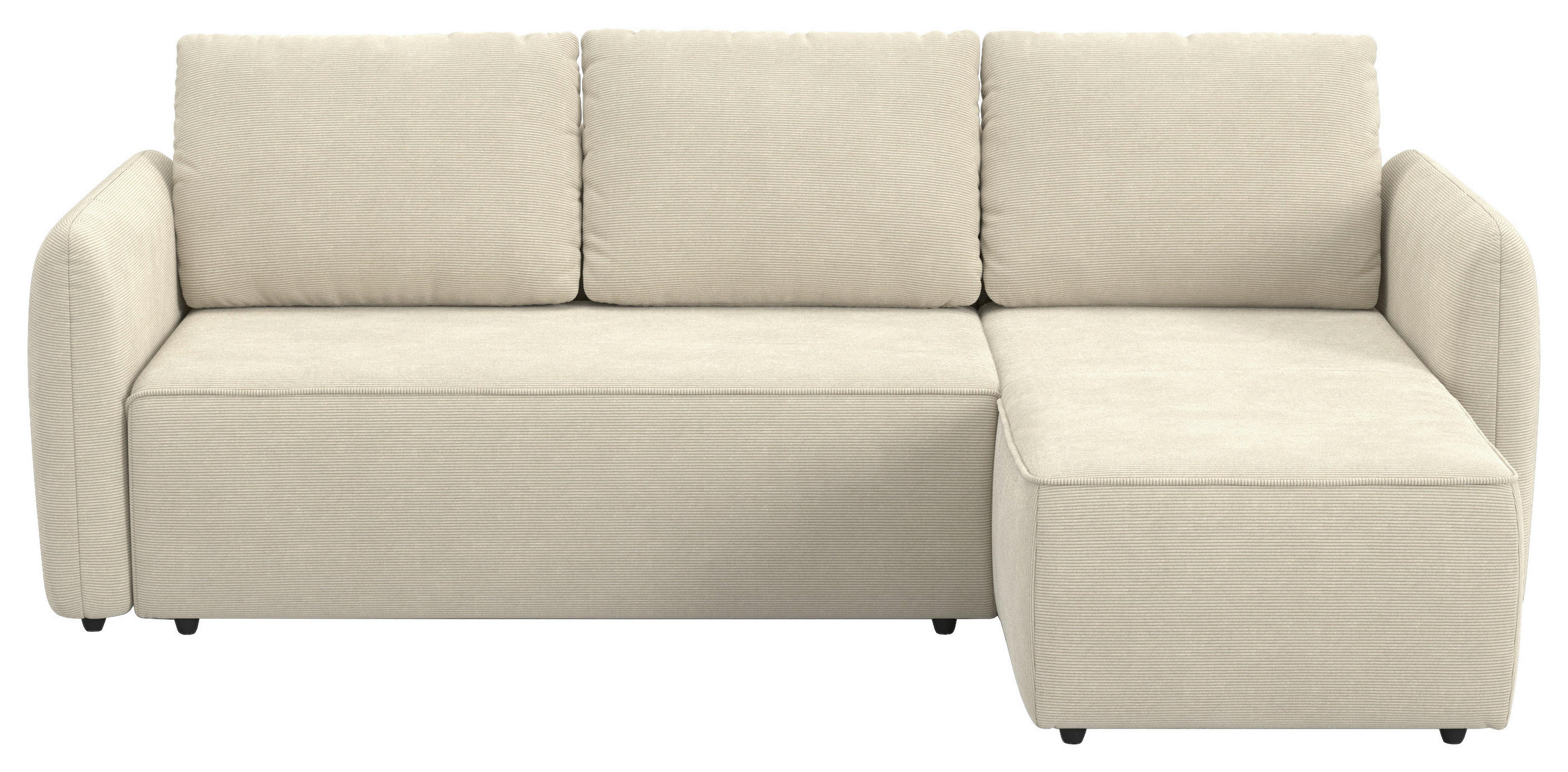 ECKSOFA Cord Beige  - Beige/Schwarz, Trend, Kunststoff/Textil (239/170cm) - MID.YOU