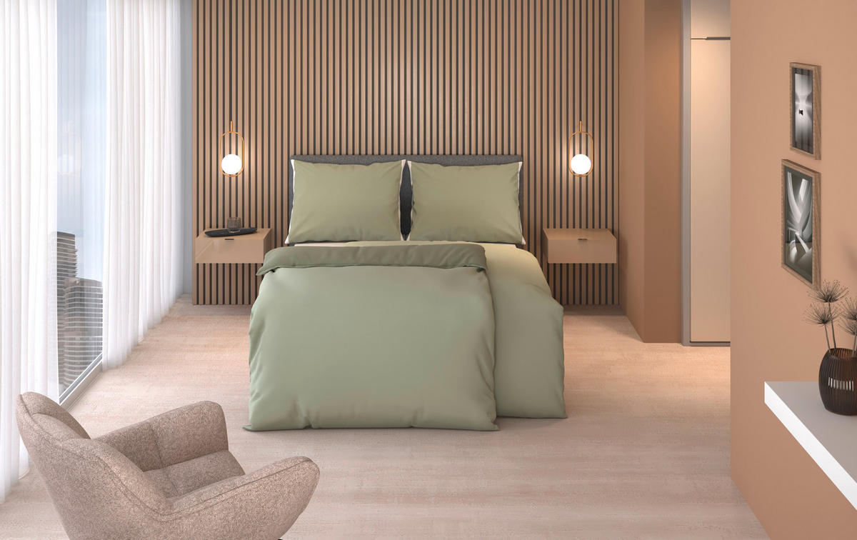 WENDEBETTWÄSCHE 140/200 cm  - Salbeigrün, Textil (140/200cm) - Dieter Knoll