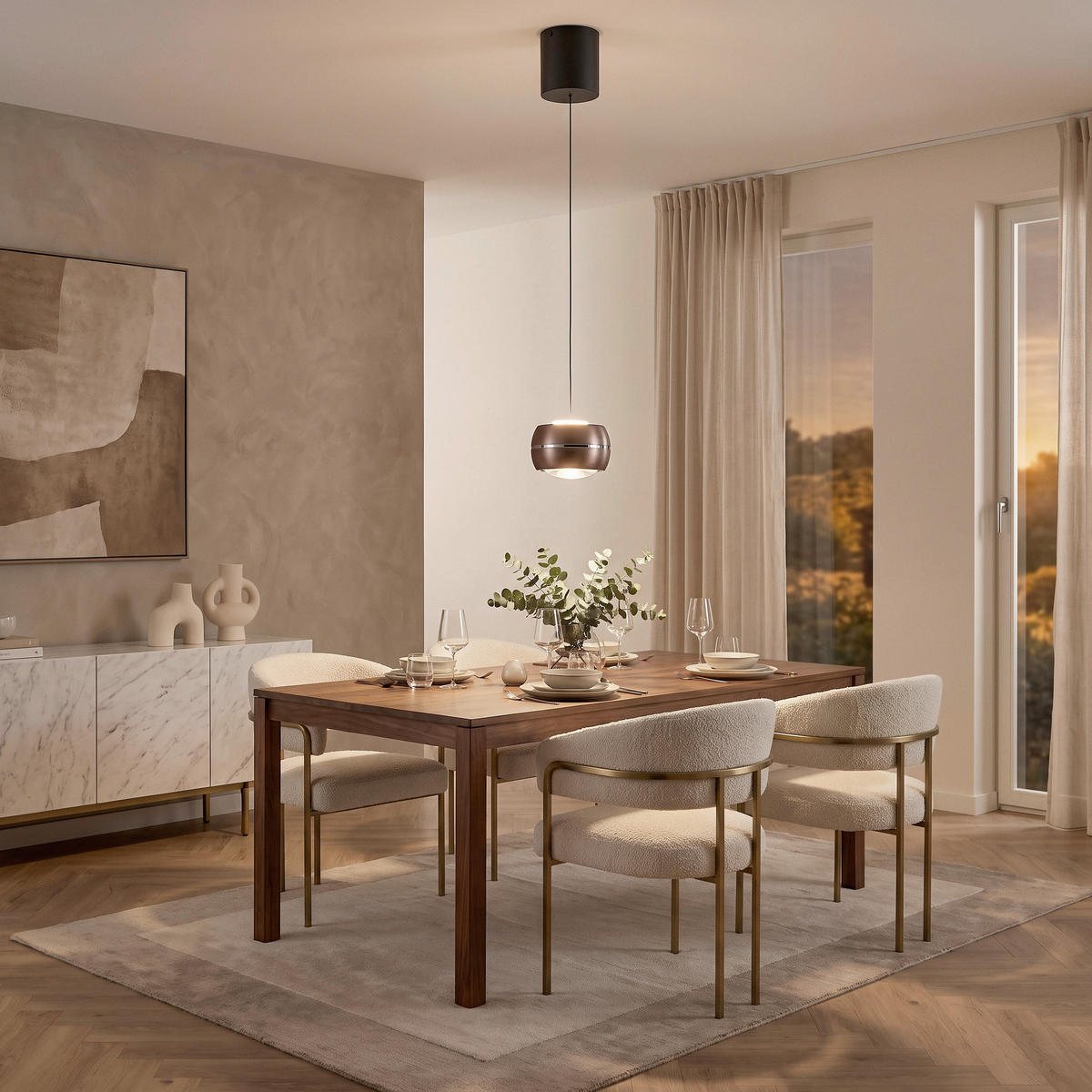 LED-HÄNGELEUCHTE 12/180 cm    - Braun, Basics, Glas/Metall (12/180cm) - Dieter Knoll