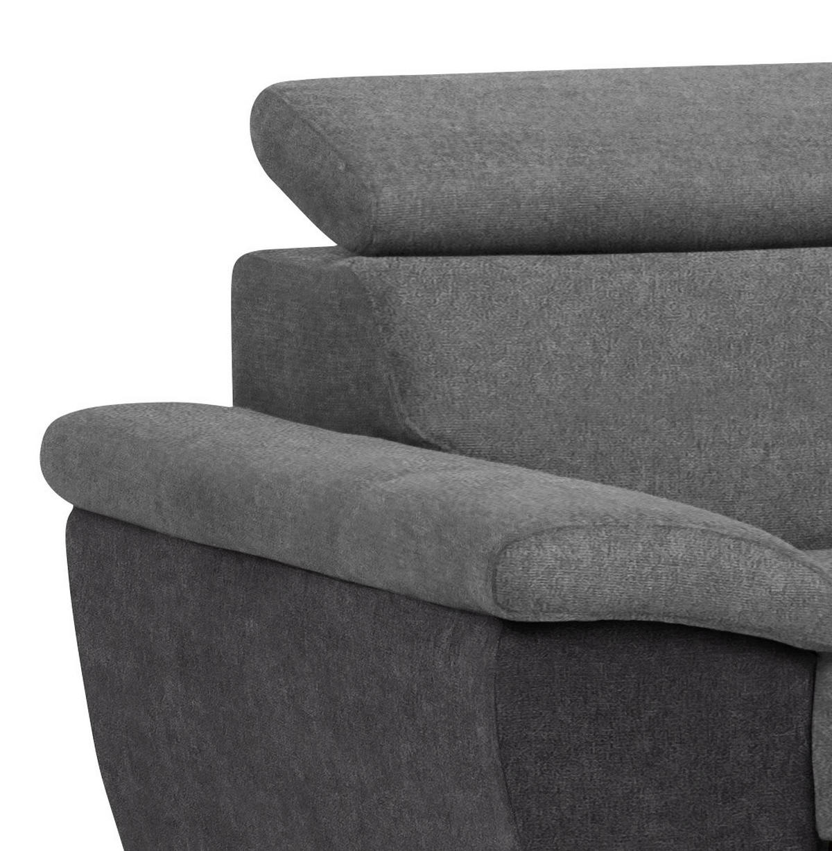 ECKSOFA in Mikrofaser Schwarz, Dunkelgrau  - Chromfarben/Dunkelgrau, Design, Textil/Metall (262/216cm) - Livetastic