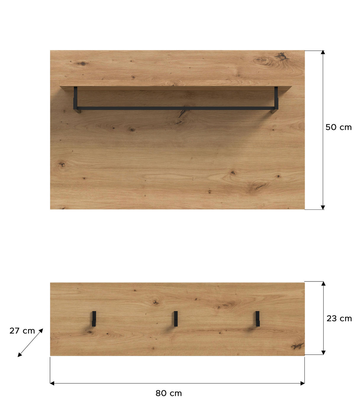 GARDEROBENPANEEL  in 80/73/27 cm  - Eiche Artisan, Design, Holzwerkstoff (80/73/27cm) - MID.YOU