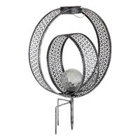 SOLARNA SVETILKA     30/20/42 cm          - srebrne barve/prozorno, Design, kovina/steklo (30/20/42cm) - Globo