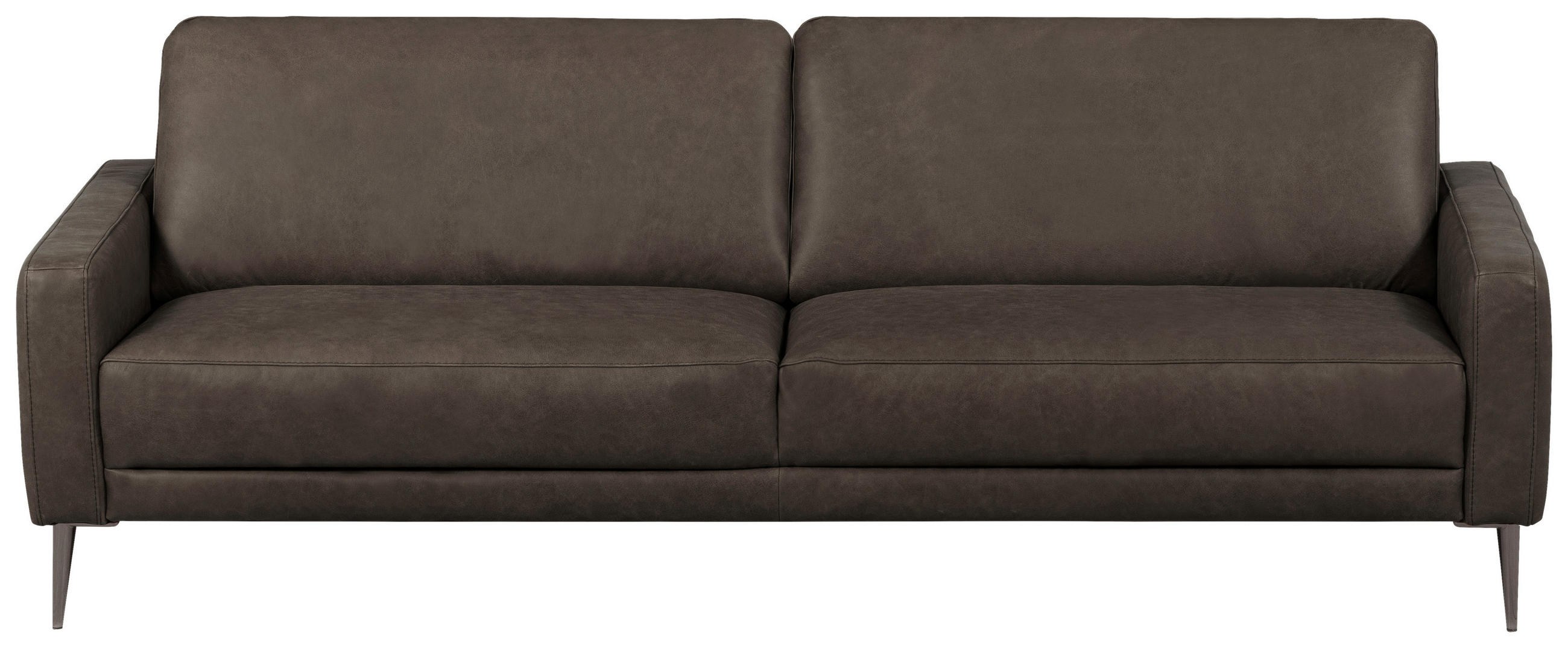 3,5-SITZER SPRING Echtleder Fango  - Fango/Schwarzchrom, Design, Leder/Metall (207/85/92cm) - Livetastic