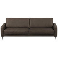 3,5-SITZER SPRING Echtleder Fango  - Fango/Schwarzchrom, Design, Leder/Metall (207/85/92cm) - Livetastic