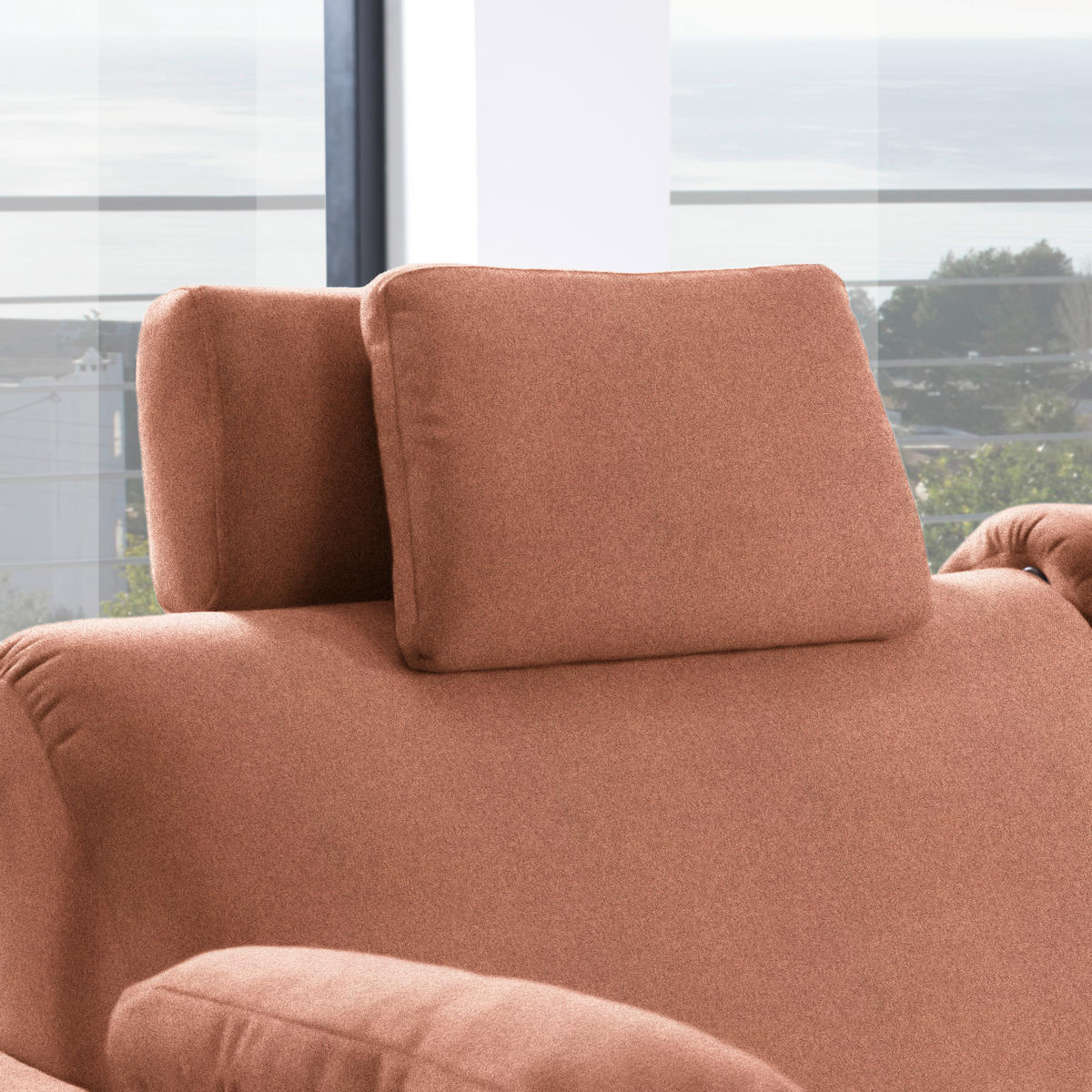 ECKSOFA in Flachgewebe Terracotta  261/203 cm  - Eichefarben/Terracotta, KONVENTIONELL, Holz/Textil (261/203cm) - Sedda