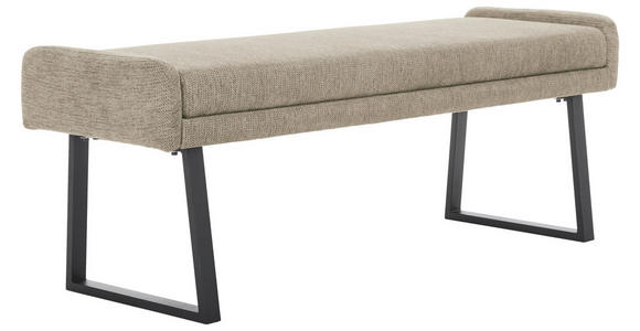 HOCKERBANK 140/51/49 cm Webstoff Schwarz, Beige - Beige/Schwarz, Design, Textil/Metall (140/51/49cm) - Novel