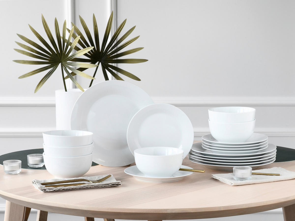 TAFELSERVICE Weiß Base weiß 12-teilig  - Weiß, Basics, Keramik - Creatable