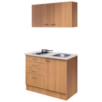 MINIKUCHYŇA NANO 100 - farba buka/farba ušľachtilej ocele, Modern, kompozitné drevo/plast (100cm) - FlexWell