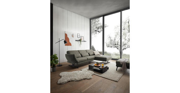 ECKSOFA in Flachgewebe Grün 279-327/176-217 cm - Schwarz/Grün, Design, Textil/Metall (279-327/176-217cm) - Dieter Knoll