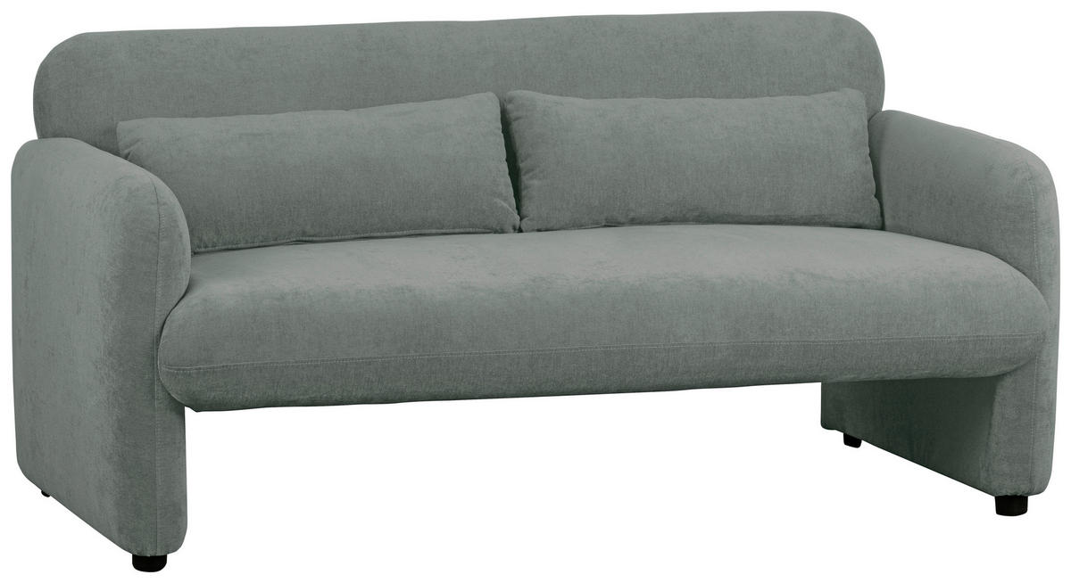 2-SITZER-SOFA MILA Samt Grau  - Schwarz/Grau, Design, Kunststoff/Textil (148/83/76cm) - MID.YOU