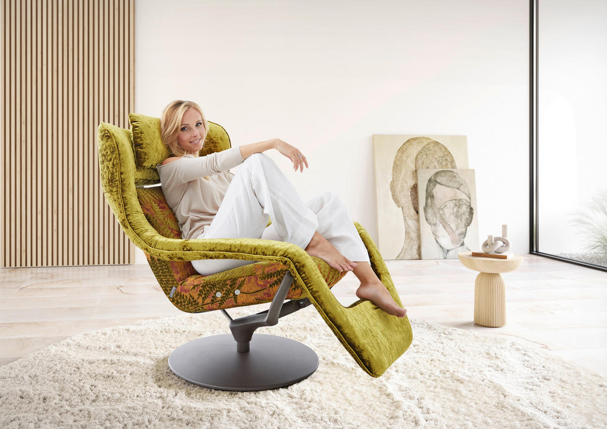 RELAXSESSEL in Textil Grün  - Bronzefarben/Grün, Design, Textil/Metall (81/112/89cm) - Koinor