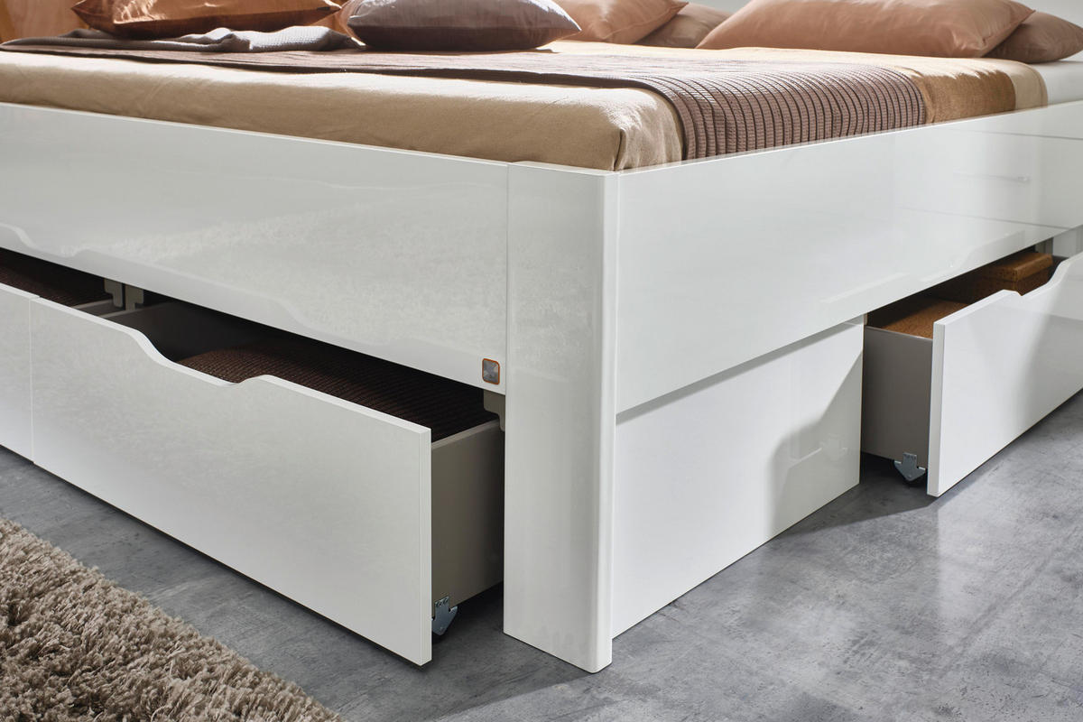 STAURAUMBETT 120/200 cm  in Weiss   - Weiss, Design, Holzwerkstoff (120/200cm) - Xora