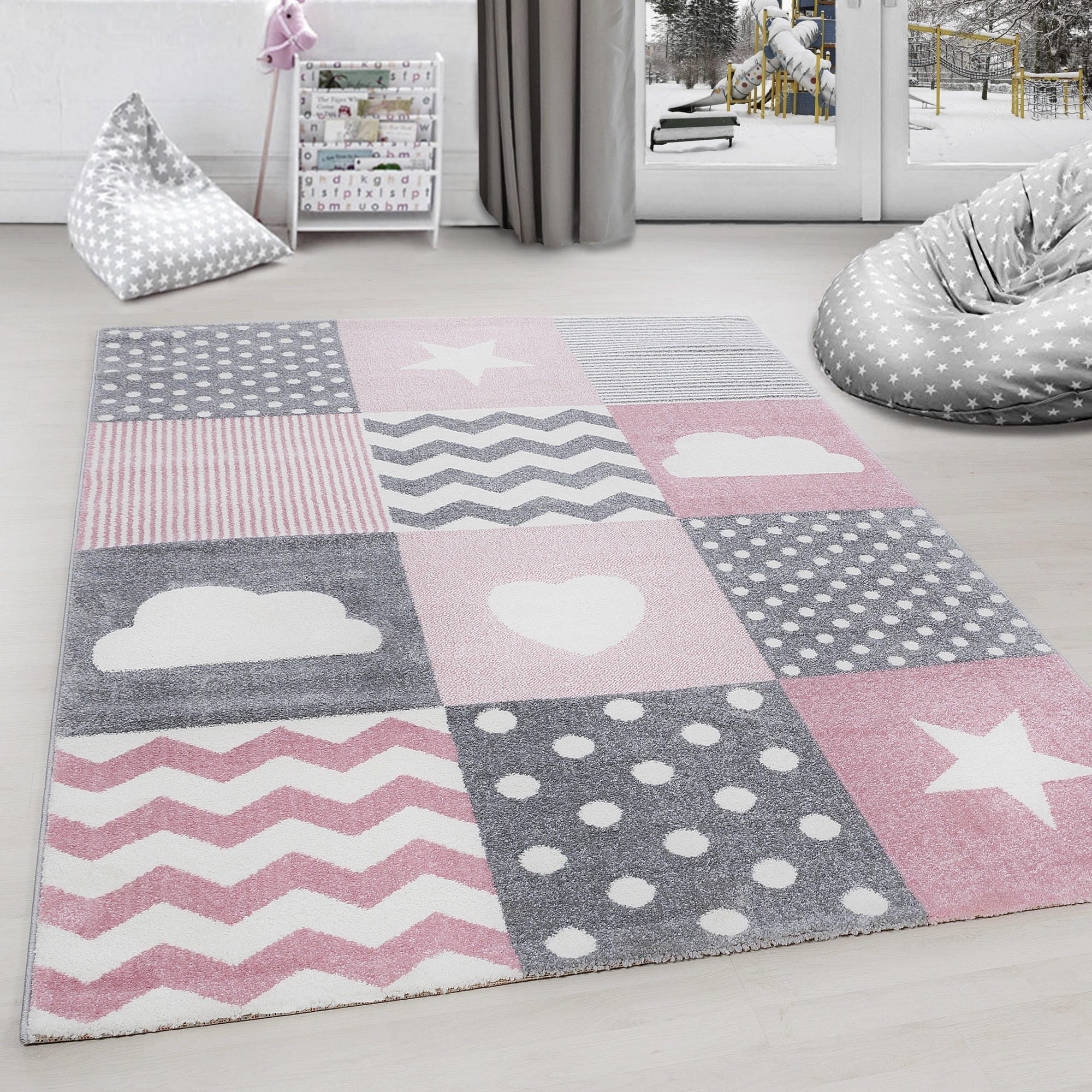 DĚTSKÝ KOBEREC, 120/170 cm, šedá, bílá, pink - šedá/bílá, Trend, textil (120/170cm) - Ben'n'jen