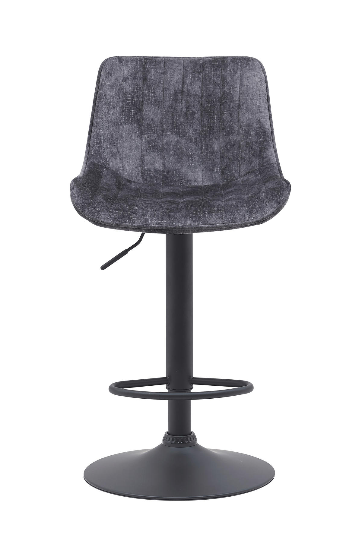 BARHOCKER-SET Samt, Mikrofaser Anthrazit Stahl erweiterbar, Sitzfläche 360° drehbar  - Anthrazit/Schwarz, MODERN, Textil/Metall (46/86-108/54cm) - MID.YOU