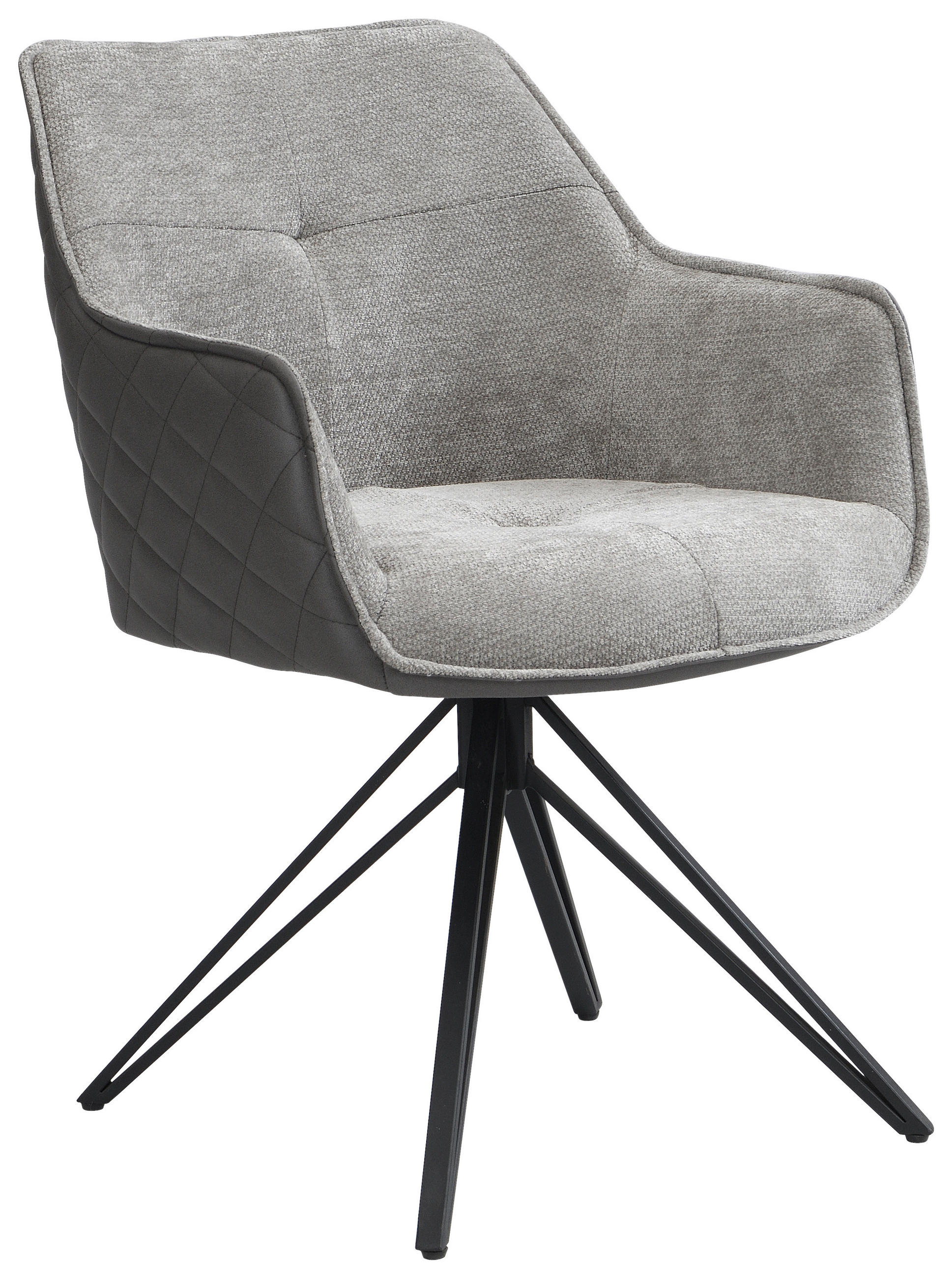 STOLICA S NASLONOM ZA RUKE  siva, crna, tamno siva  metal, tekstil      - siva/tamno siva, Moderno, metal/tekstil (57/82/61cm) - Livetastic