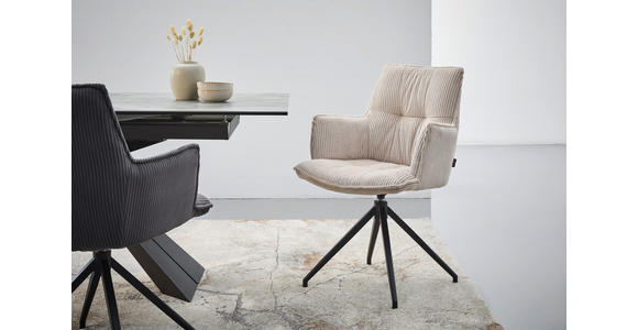 ARMLEHNSTUHL  in Eisen Cord  - Taupe/Schwarz, Design, Textil/Metall (59/89,5/63cm) - Novel
