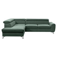 ECKSOFA in Flachgewebe Waldgrün  - Waldgrün/Schwarz, Design, Textil/Metall (200/250cm) - Stylife