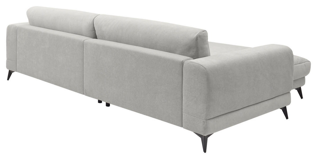 ECKSOFA Hellgrau Chenille  - Hellgrau/Schwarz, KONVENTIONELL, Textil/Metall (194/292cm) - SetOne by Musterring