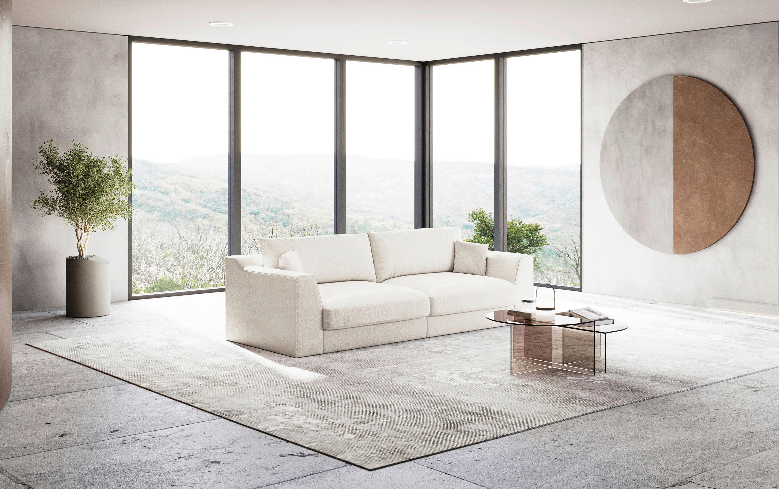 BIGSOFA Chenille, Flachgewebe Grau  - Schwarz/Grau, Design, Kunststoff/Textil (276/90/109cm) - home24